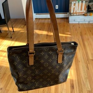 Cabas Piano Monogram Canvas/Calfskin Shoulder Bag